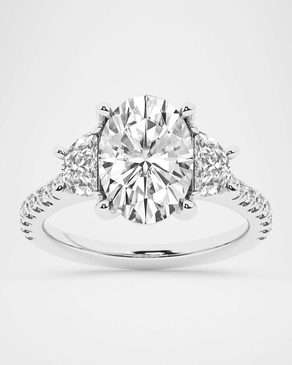 Lab Grown Diamond 18K White Gold Oval Ring, 2.80tcw, Size
